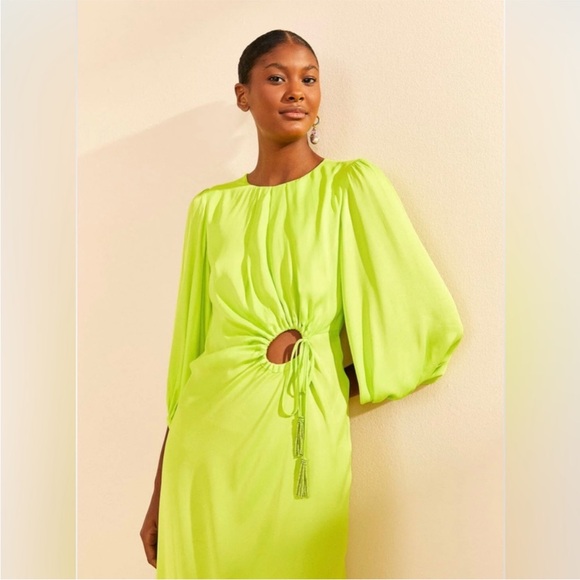 Farm Rio Lime Circle Cut Out lenzing™ Ecovero™ Midi dress - M  NWT - Picture 2 of 10